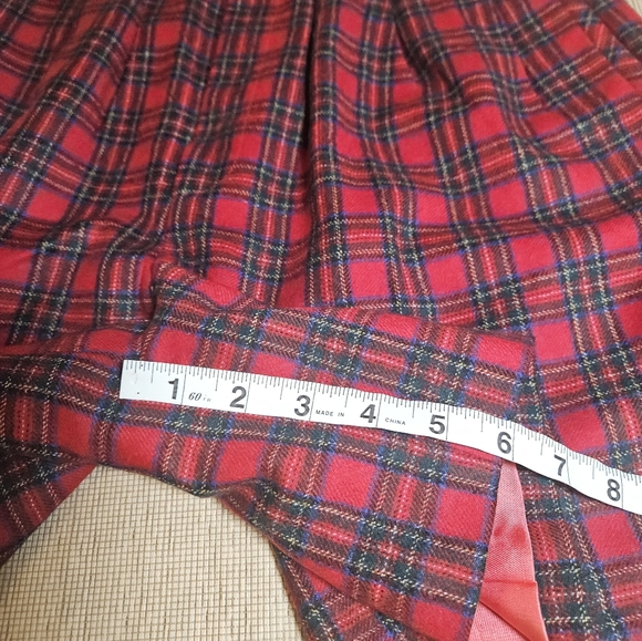 80s Vintage Gorgio Red Christmas Plaid Tartan Wool High Rise Shorts 10 27" Punk - Picture 11 of 16
